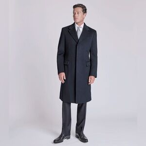 Loro Piana x J. Hilburn Men’s Wool Cashmere Long Charcoal Grey Coat Size Small